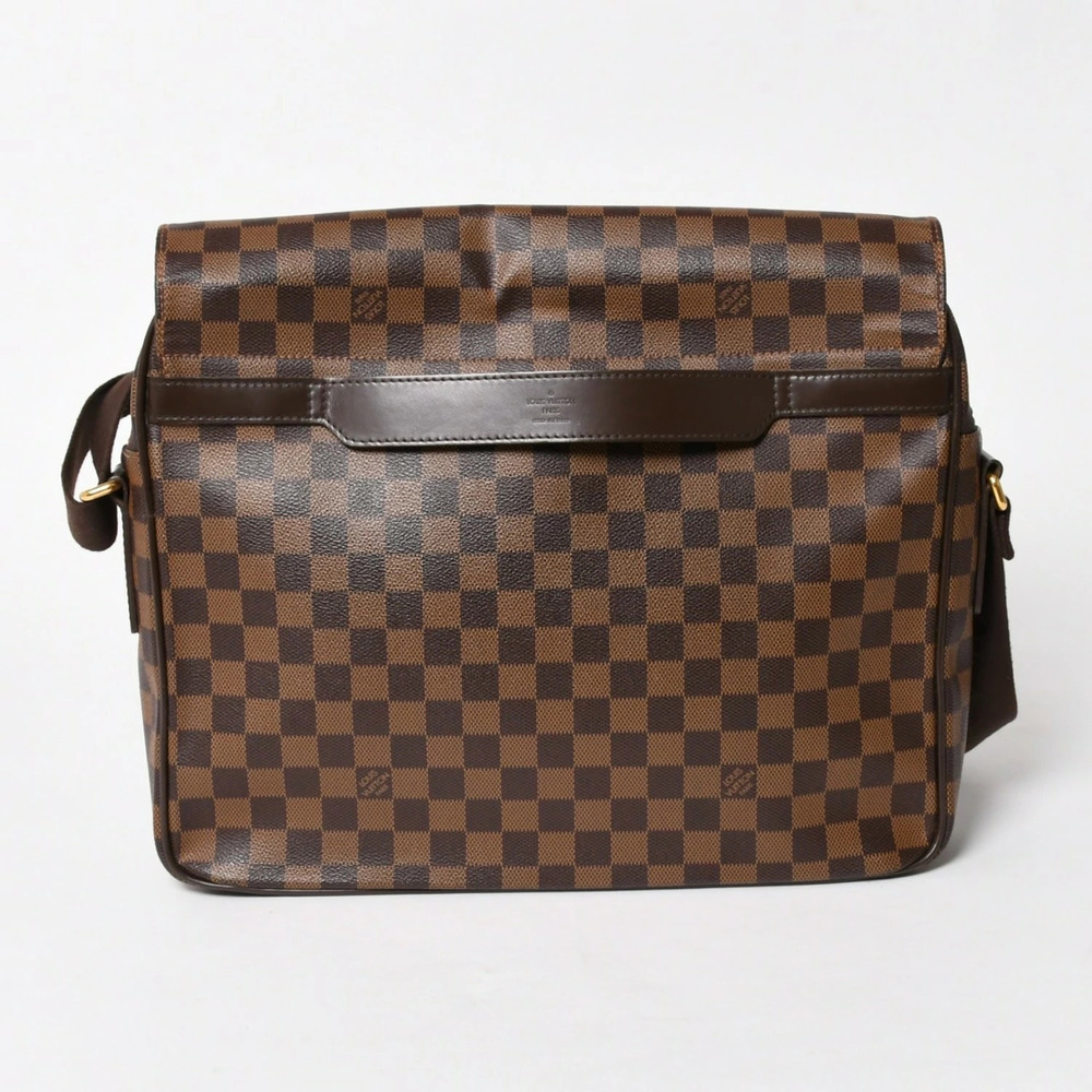 LOUIS VUITTON Shelton Damier Graphite Black Shoulder Bag Leather Brown